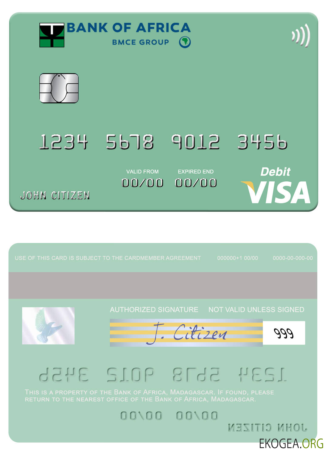 Carte de débit visa Madagascar Bank of Africa